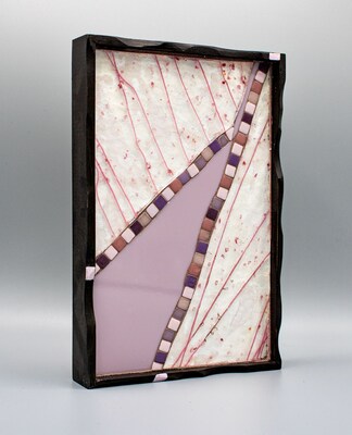 "LAVENDER CONVERGE" abstract glass mosaic, 6" x 9" - image2